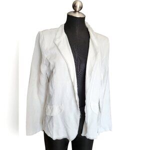 Frank Lyman White Linen Fringe Blazer New Women's Sz Medium